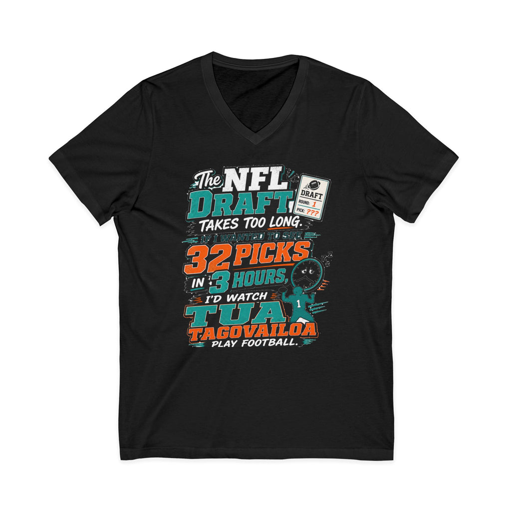 NFL Draft Humor V-Neck Tee — "The NFL Draft Takes Too Long" Fan Shirt
