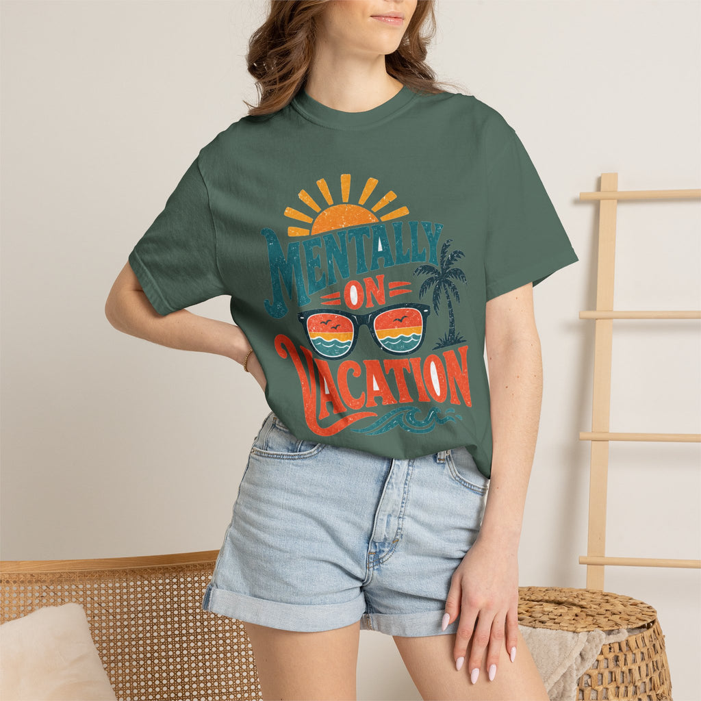 Mentally On Vacation T-Shirt — Retro Sunglasses Palm Tree Beach Tee