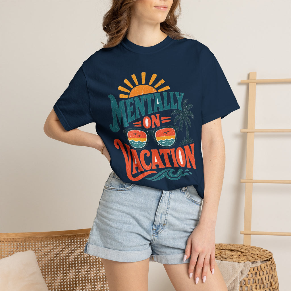 Mentally On Vacation T-Shirt — Retro Sunglasses Palm Tree Beach Tee