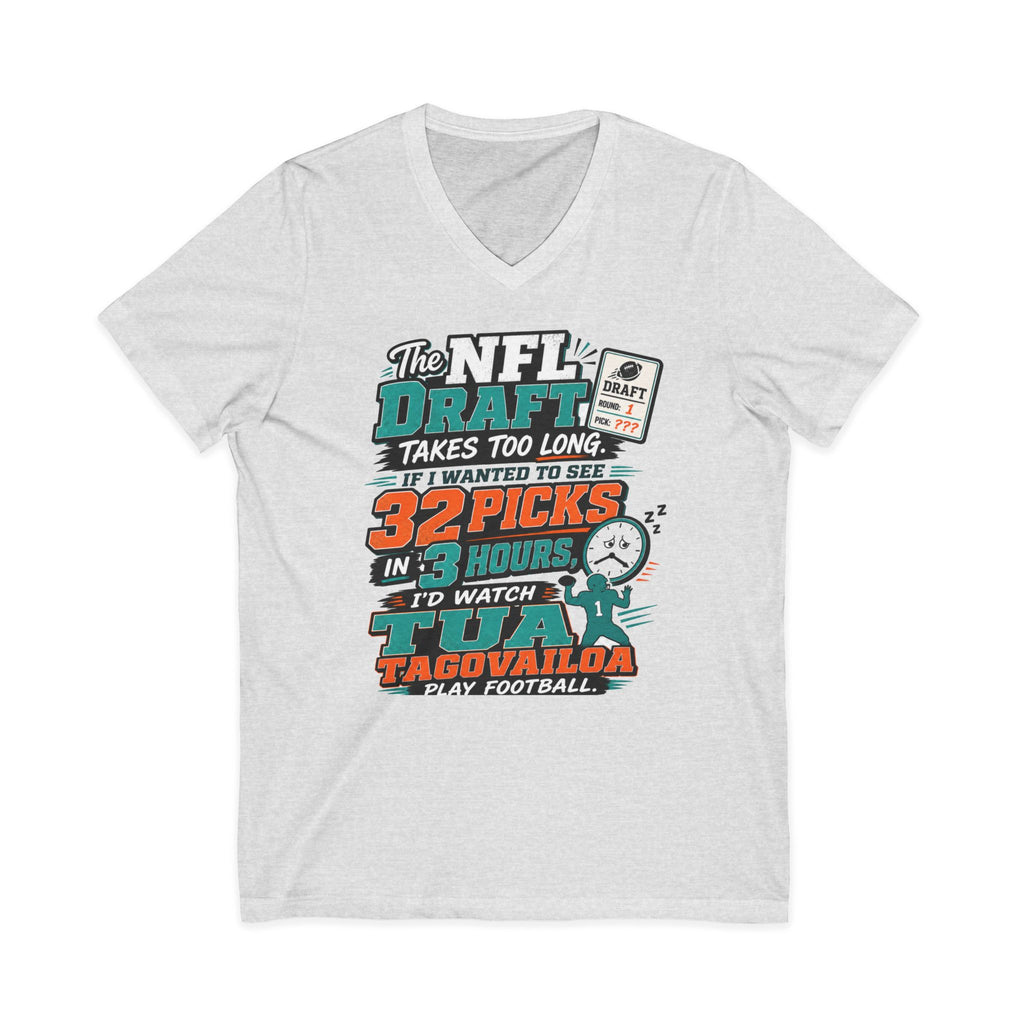 NFL Draft Humor V-Neck Tee — "The NFL Draft Takes Too Long" Fan Shirt