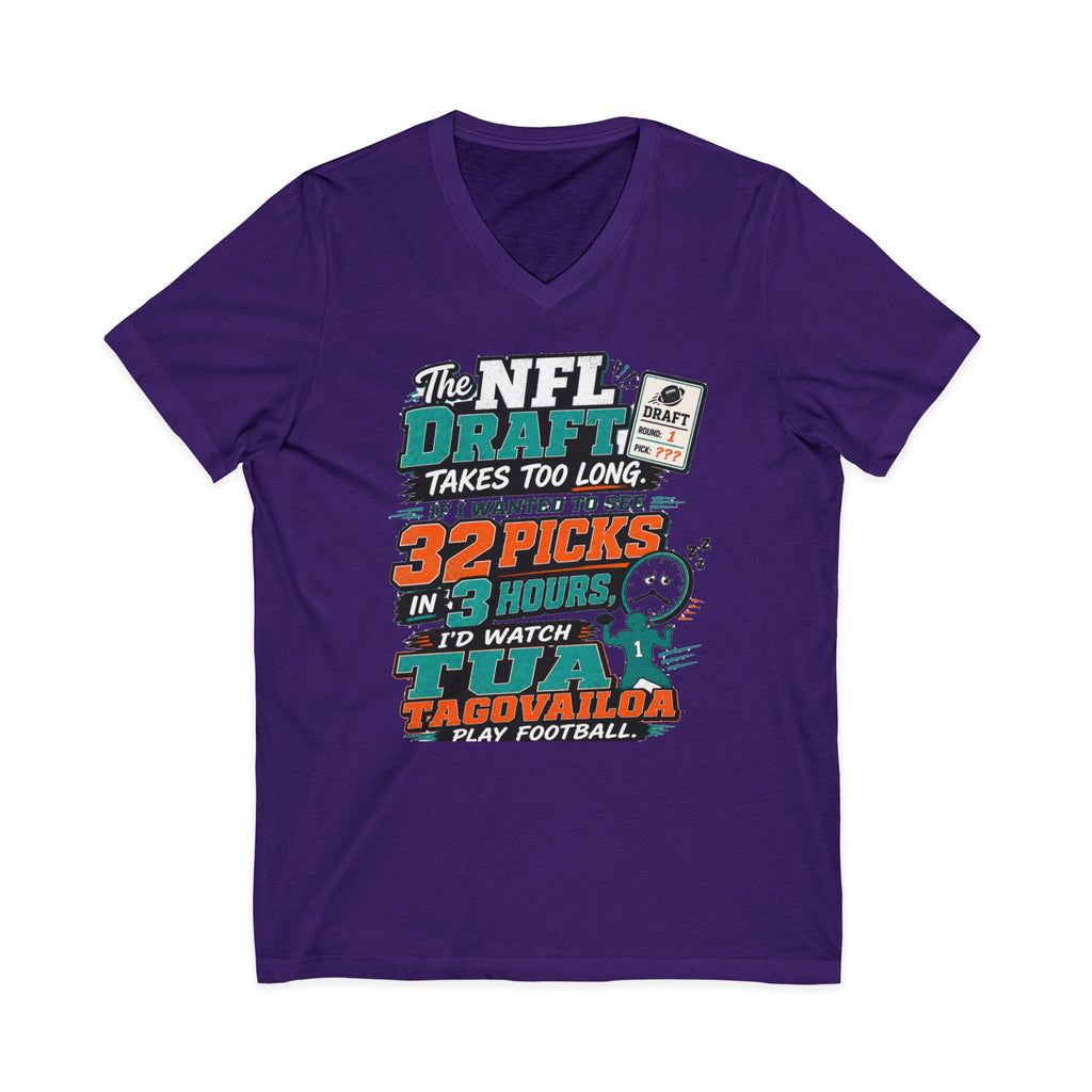 NFL Draft Humor V-Neck Tee — "The NFL Draft Takes Too Long" Fan Shirt