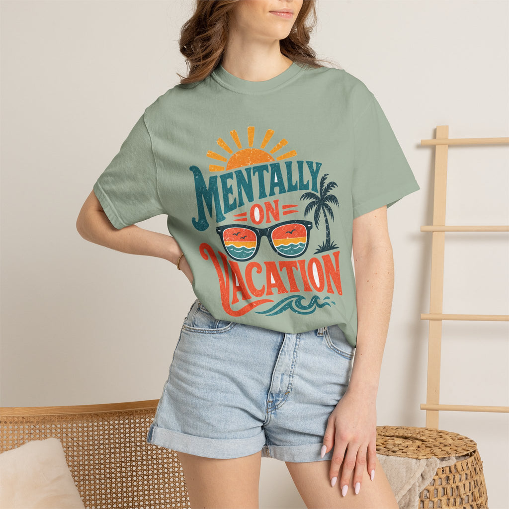 Mentally On Vacation T-Shirt — Retro Sunglasses Palm Tree Beach Tee