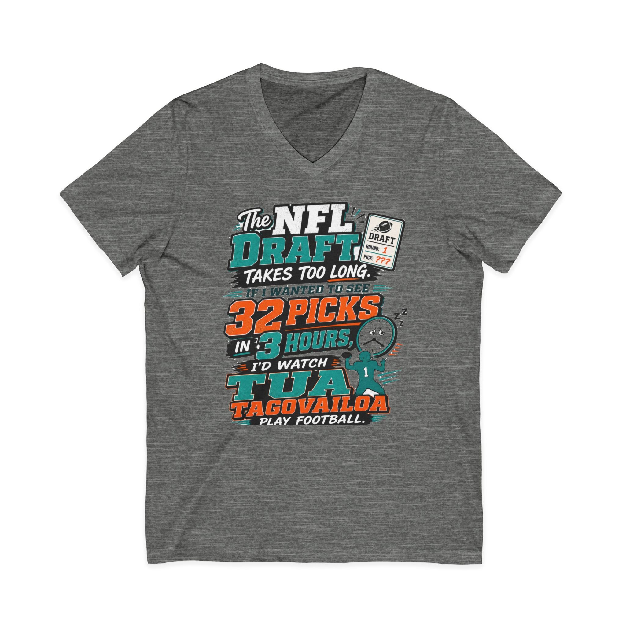 NFL Draft Humor V-Neck Tee — "The NFL Draft Takes Too Long" Fan Shirt