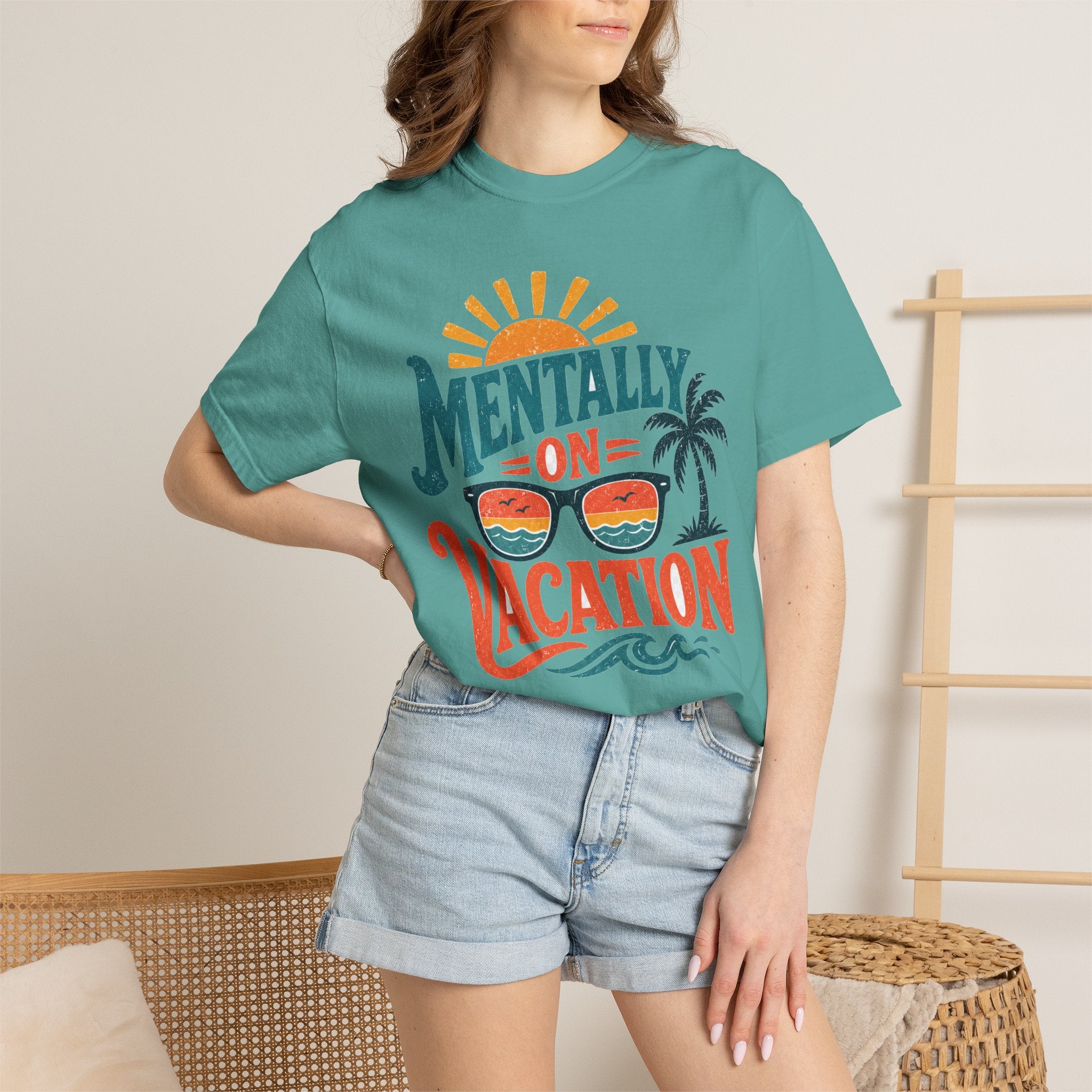 Mentally On Vacation T-Shirt — Retro Sunglasses Palm Tree Beach Tee