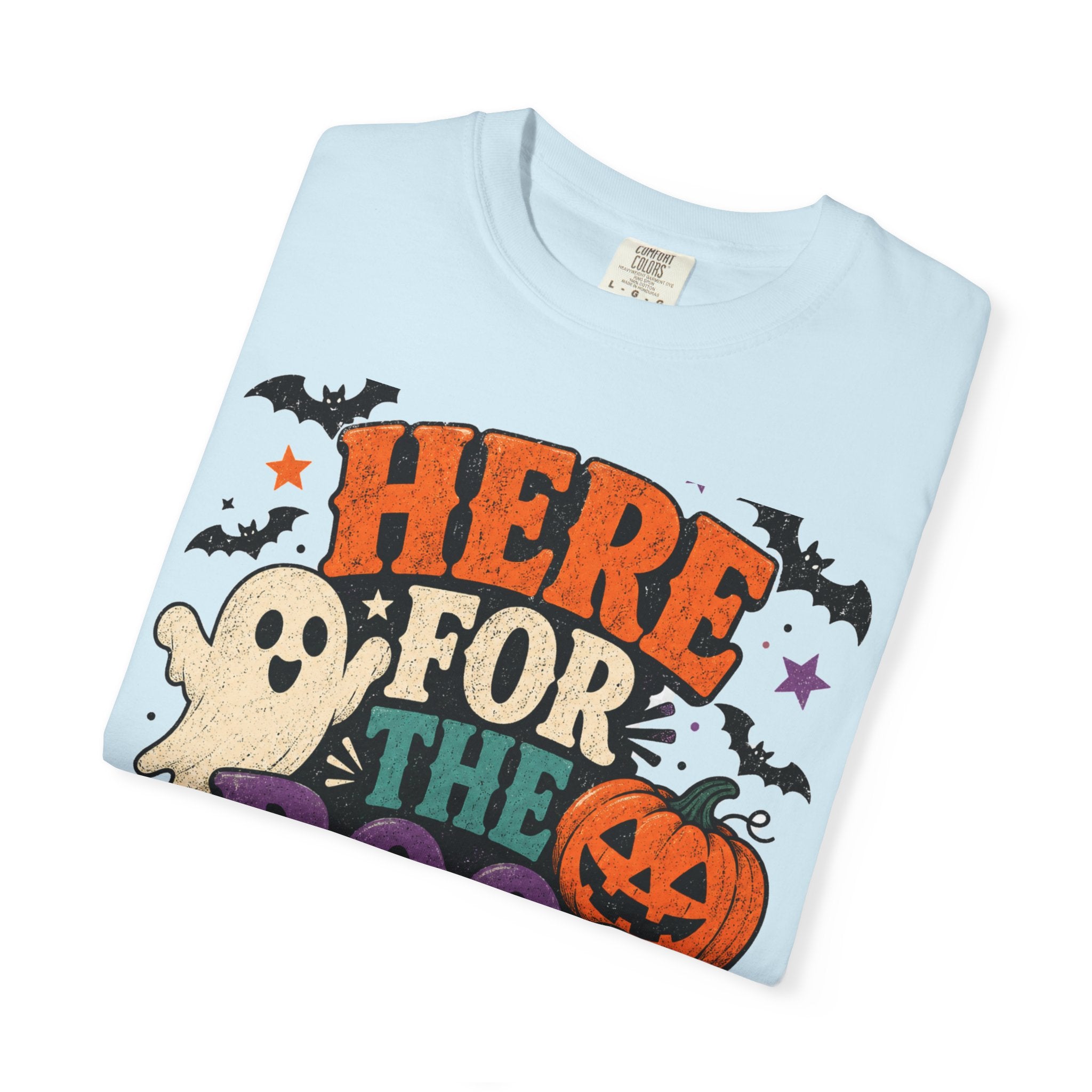 Halloween "Here for the Boos" T-Shirt — Cute Ghost Pumpkin Candy Tee
