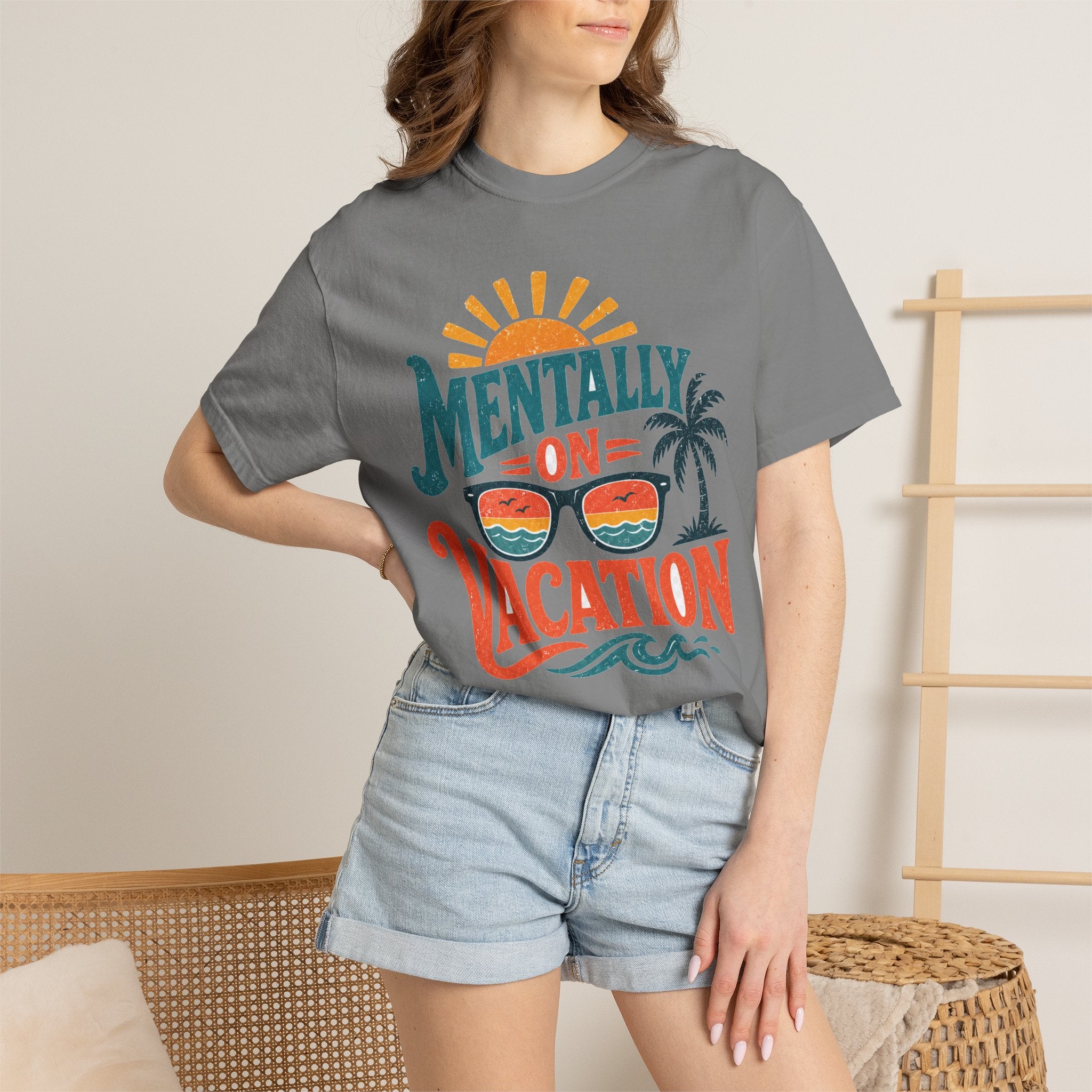 Mentally On Vacation T-Shirt — Retro Sunglasses Palm Tree Beach Tee