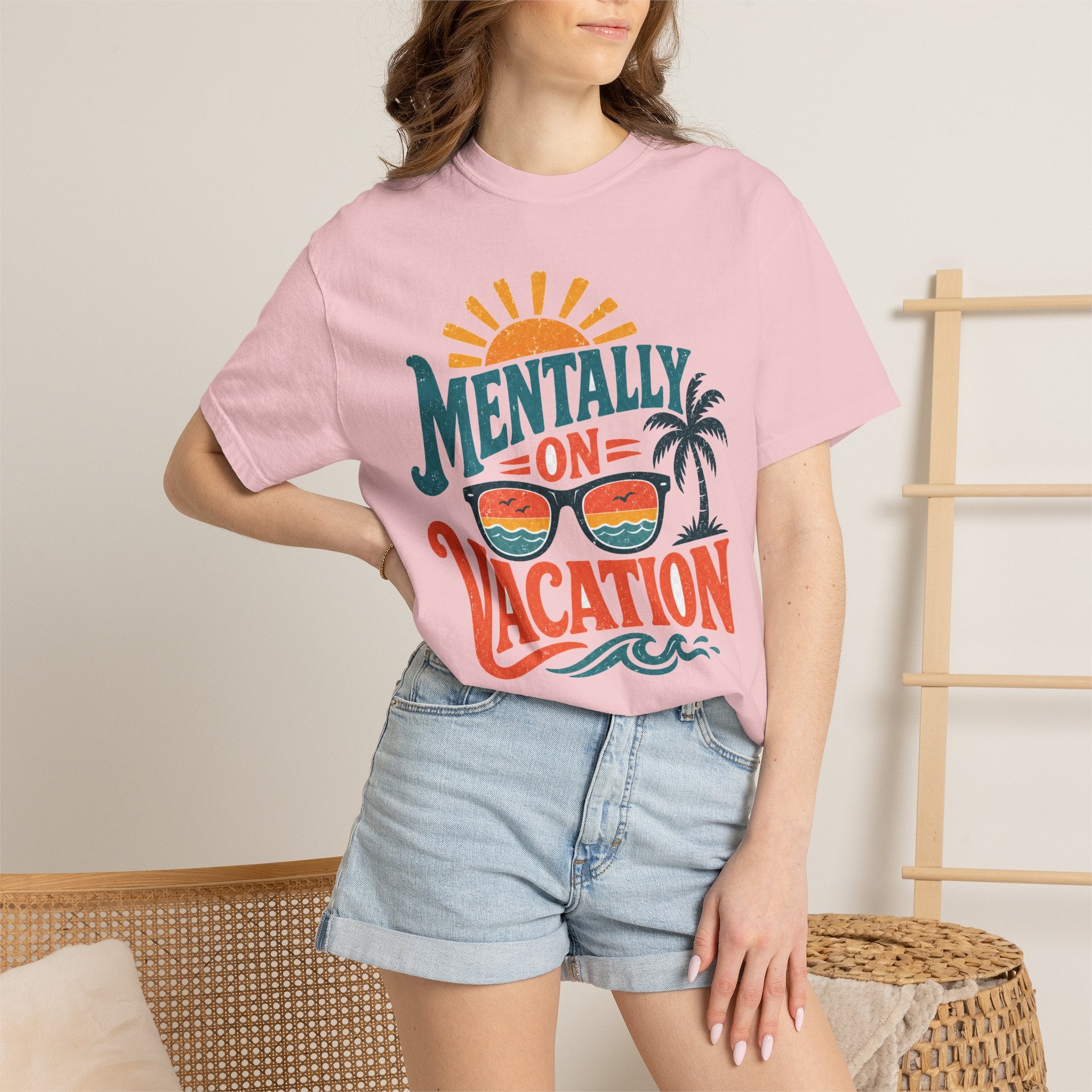 Mentally On Vacation T-Shirt — Retro Sunglasses Palm Tree Beach Tee
