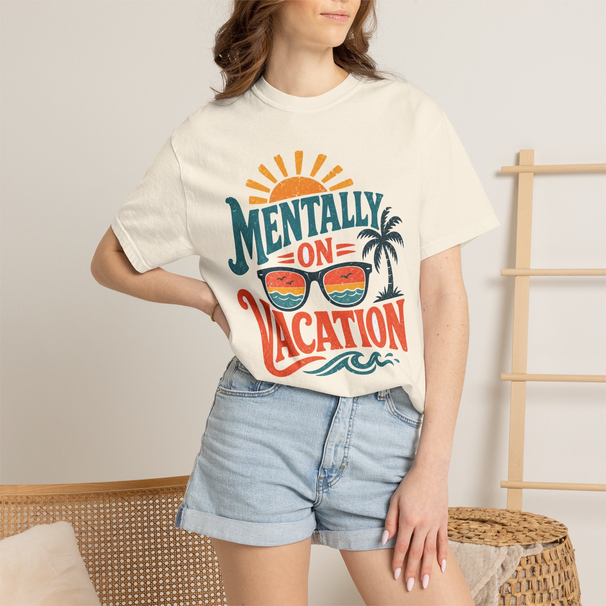 Mentally On Vacation T-Shirt — Retro Sunglasses Palm Tree Beach Tee