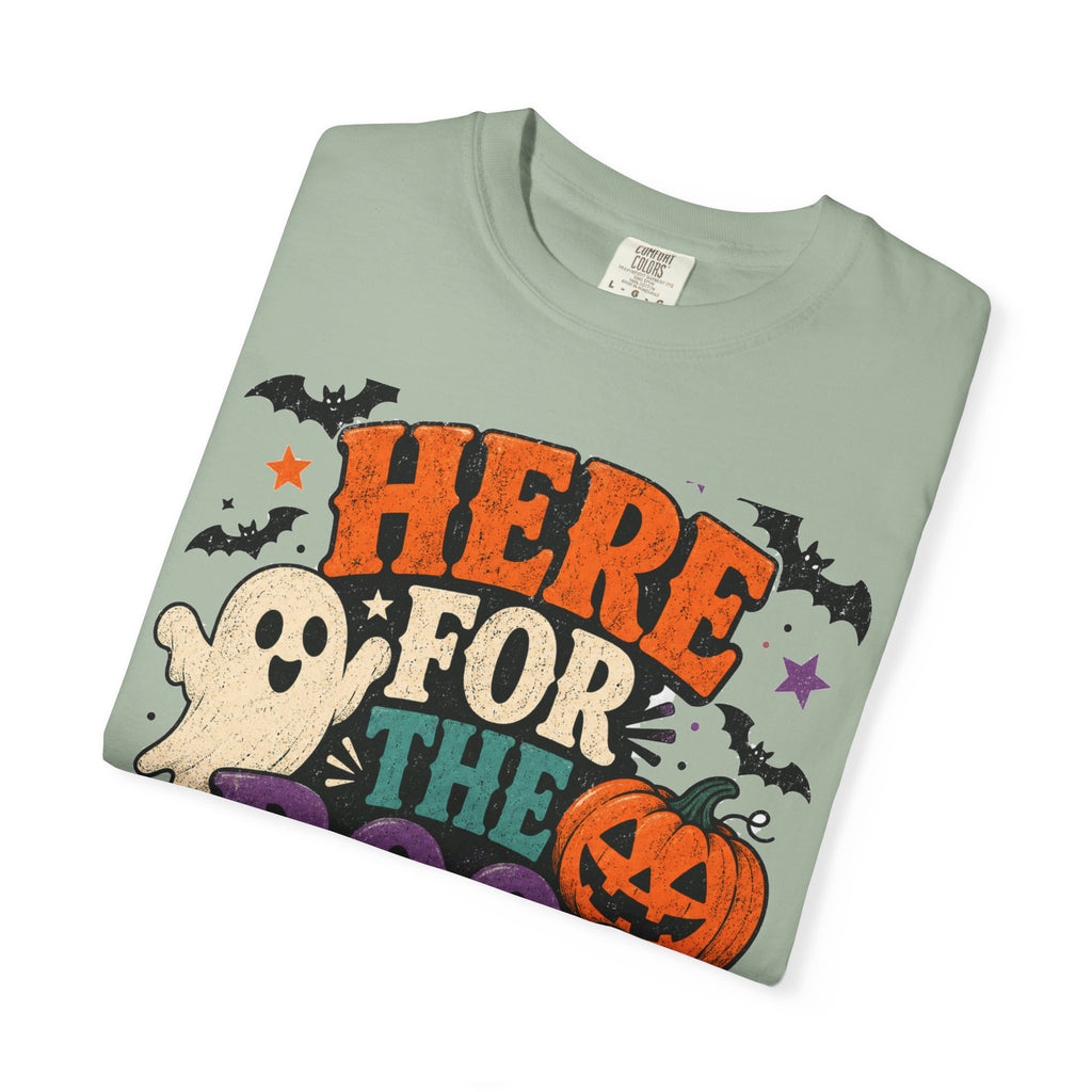 Halloween "Here for the Boos" T-Shirt — Cute Ghost Pumpkin Candy Tee