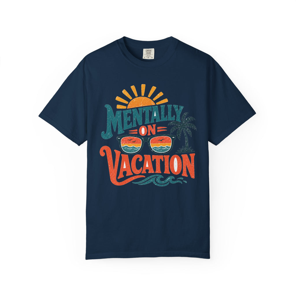 Mentally On Vacation T-Shirt — Retro Sunglasses Palm Tree Beach Tee