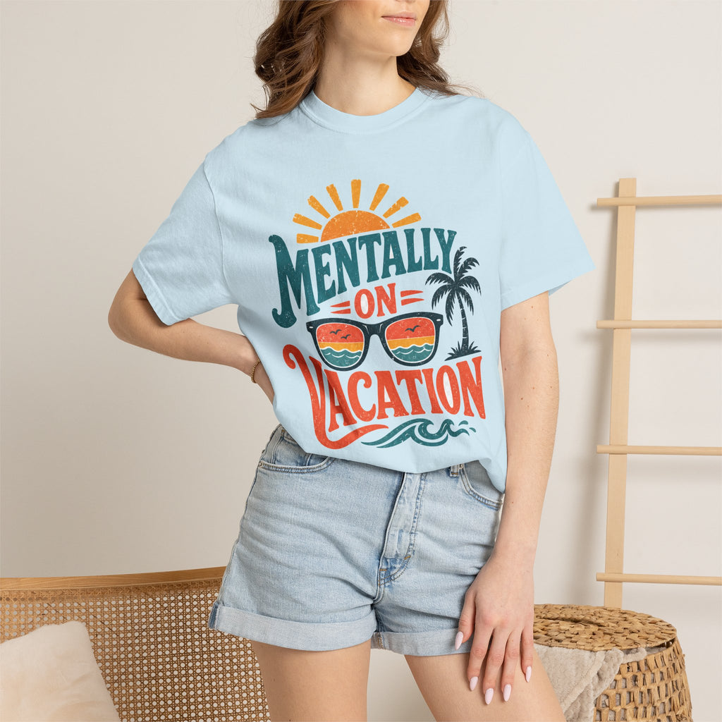 Mentally On Vacation T-Shirt — Retro Sunglasses Palm Tree Beach Tee