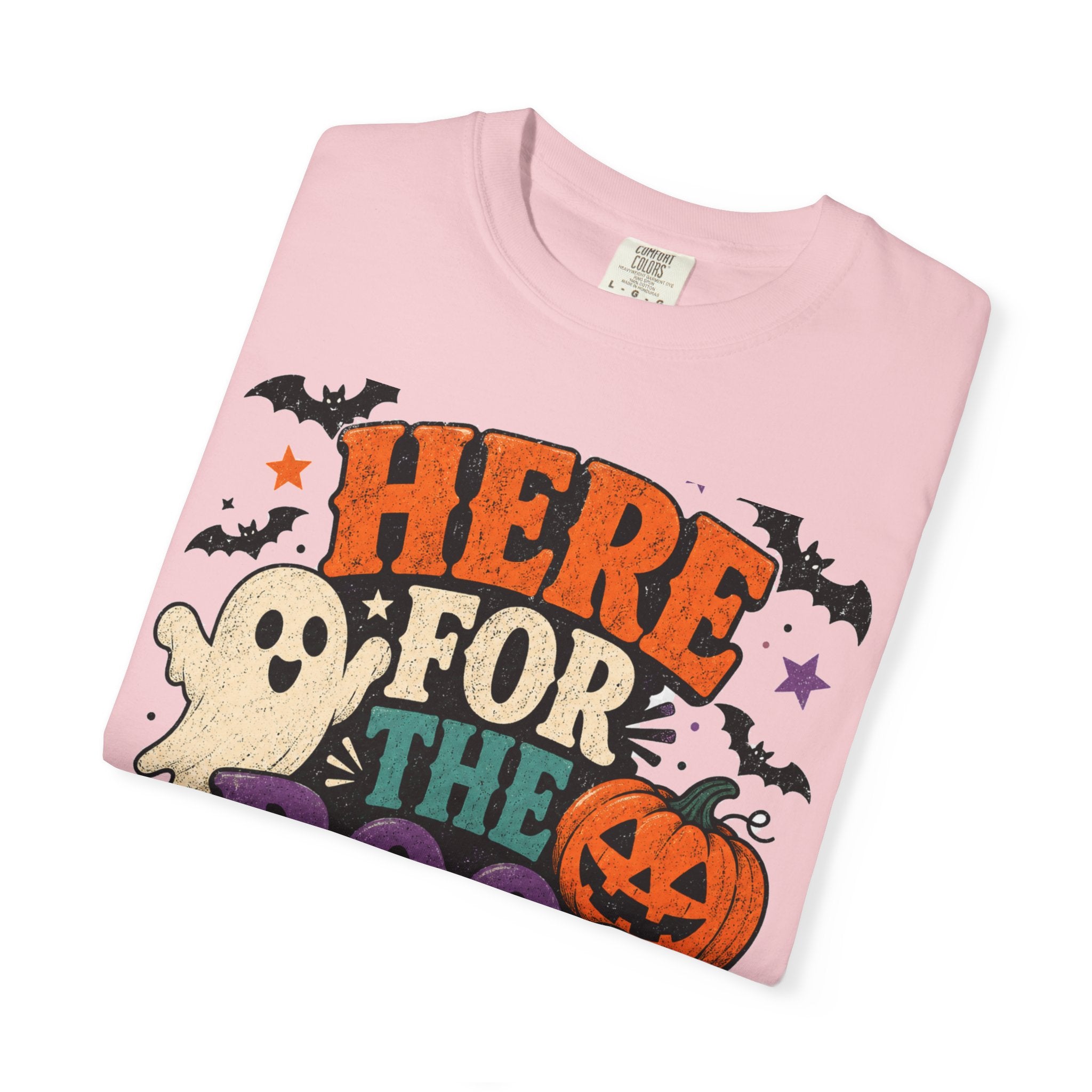 Halloween "Here for the Boos" T-Shirt — Cute Ghost Pumpkin Candy Tee