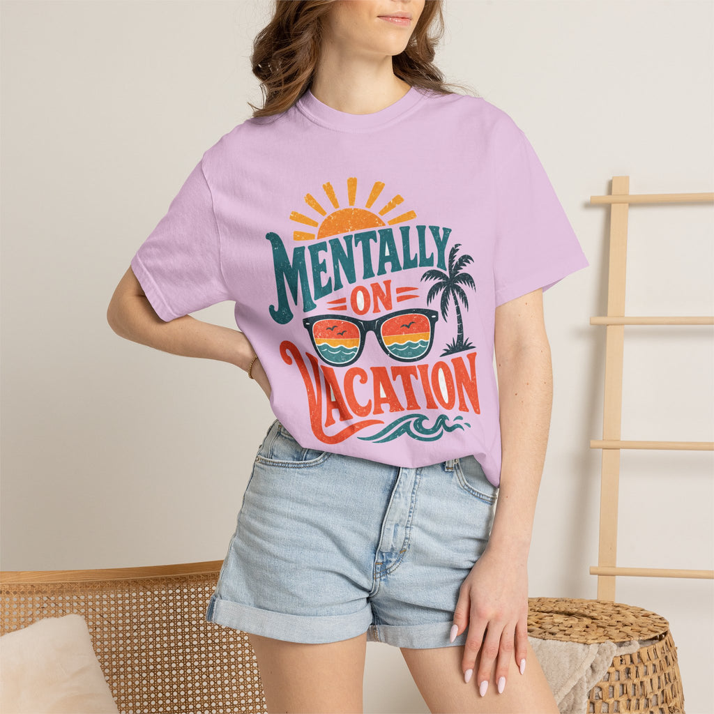 Mentally On Vacation T-Shirt — Retro Sunglasses Palm Tree Beach Tee