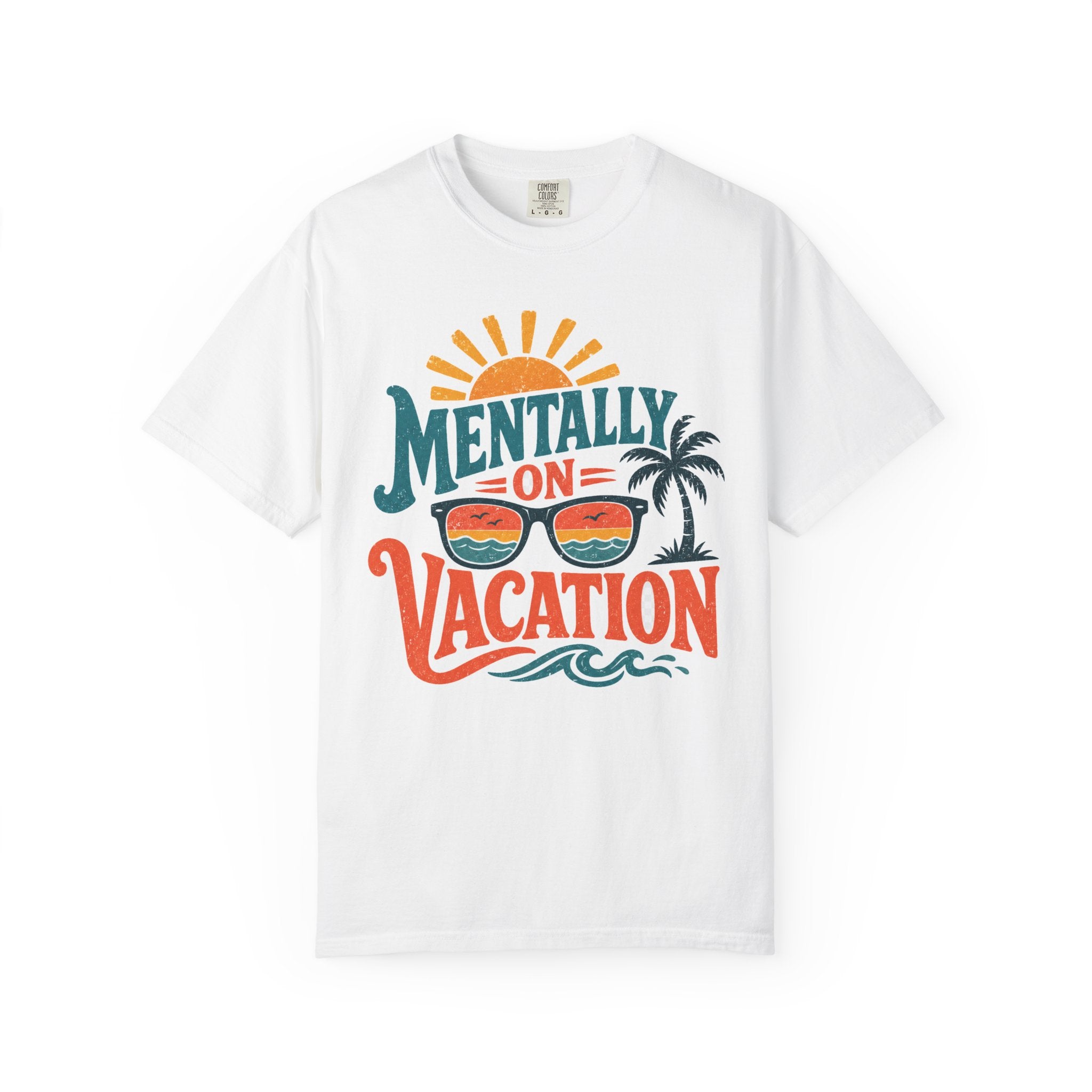 Mentally On Vacation T-Shirt — Retro Sunglasses Palm Tree Beach Tee