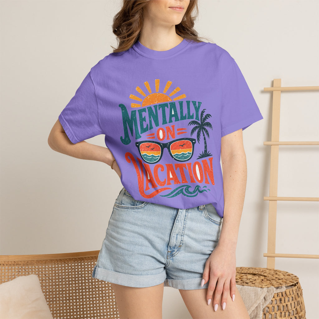 Mentally On Vacation T-Shirt — Retro Sunglasses Palm Tree Beach Tee