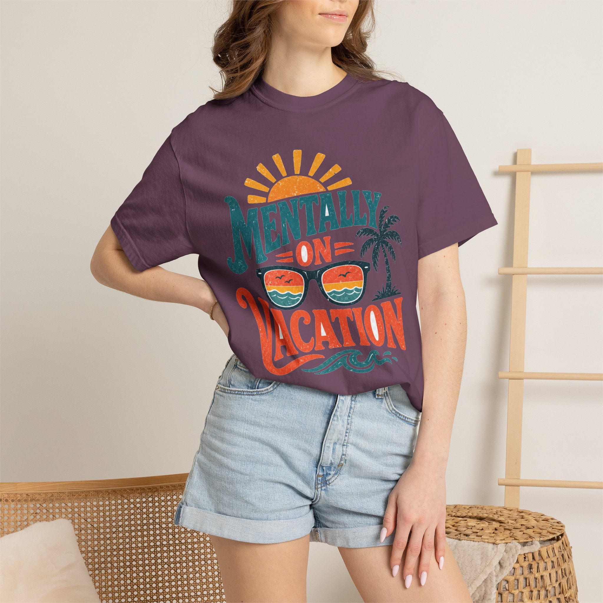 Mentally On Vacation T-Shirt — Retro Sunglasses Palm Tree Beach Tee