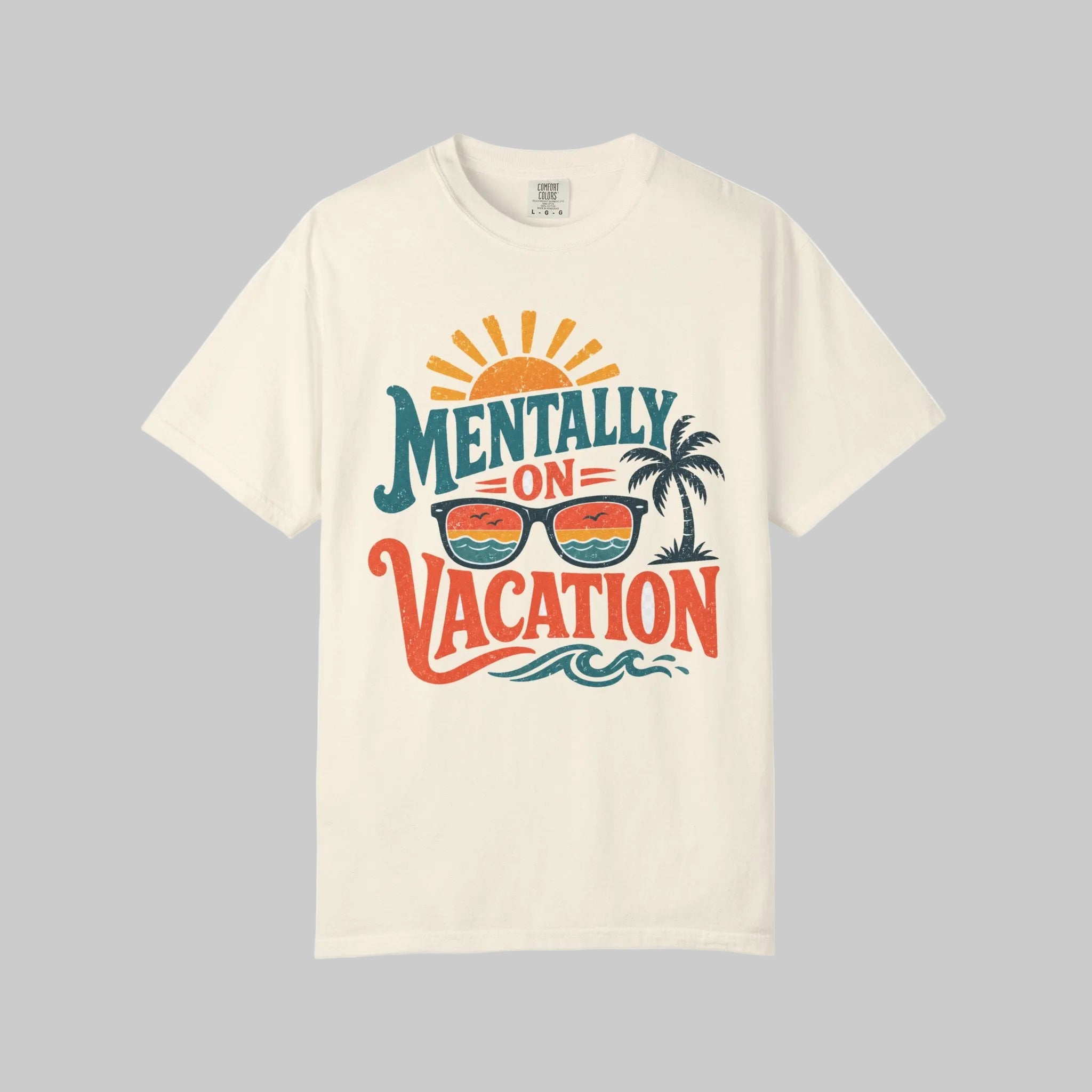 Mentally On Vacation T-Shirt — Retro Sunglasses Palm Tree Beach Tee