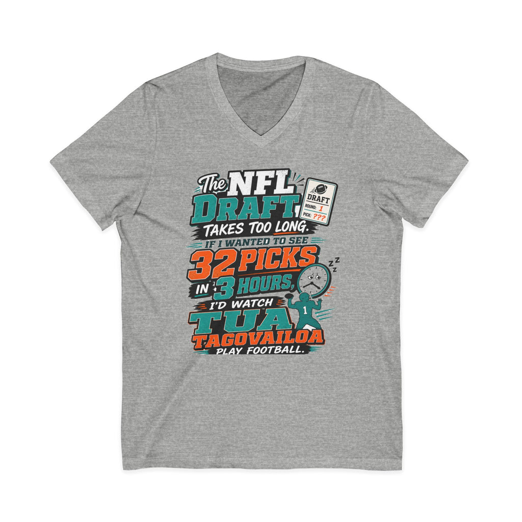 NFL Draft Humor V-Neck Tee — "The NFL Draft Takes Too Long" Fan Shirt